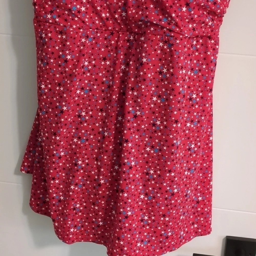Land's End Patriotic print chlorine resistant surplice swimwear dress 26W